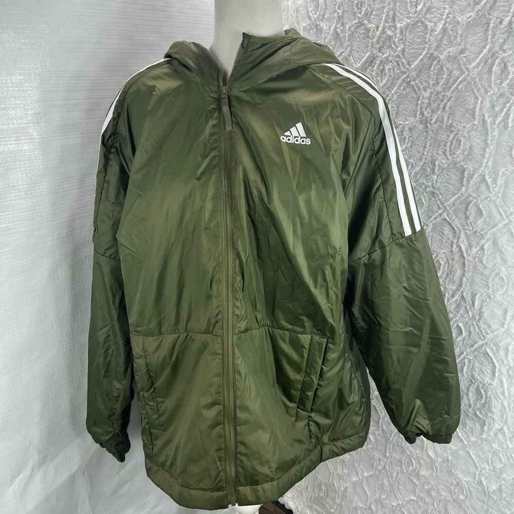NWT Adidas Women’s Hooded Jacket, Size 1X, Focus Olive Green, Lightweight